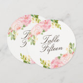 Romantische Roze Pioenrozen Ronde Tafel Nummer Kaa Kaart (Voorkant / Achterkant)