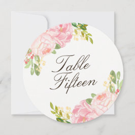 Romantische Roze Pioenrozen Ronde Tafel Nummerkaar Kaart