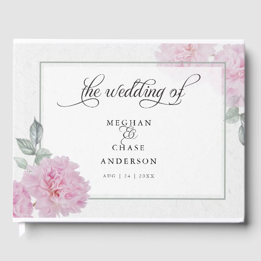 Romantische roze pony's rijstpapier Barefoot Bride Gastenboek (Voorkant)