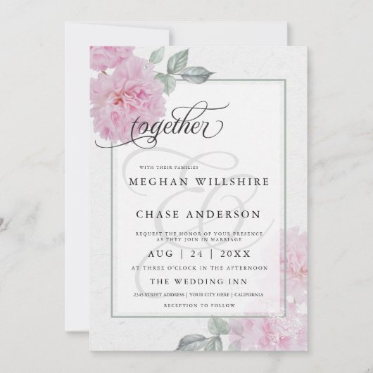 Romantische roze pony's rijstpapier Barefoot Bride Kaart (Voorkant)