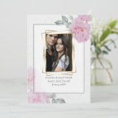 Romantische roze pony's rijstpapier Barefoot Bride Kaart (Staand voorkant)