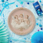 Romantische Roze Rococo Cherub Wolk Papieren Bord (Feest)