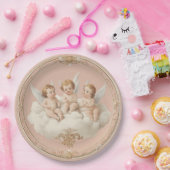Romantische Roze Rococo Cherub Wolk Papieren Bord (Feest)
