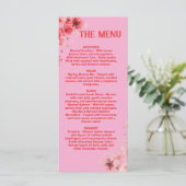 Romantische Roze Rode Bloem Menu , Trouw Menu (Staand voorkant)