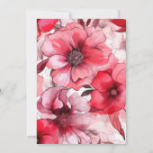 Romantische Roze Rode Bloemige Bruiloft Kaart (Achterkant)
