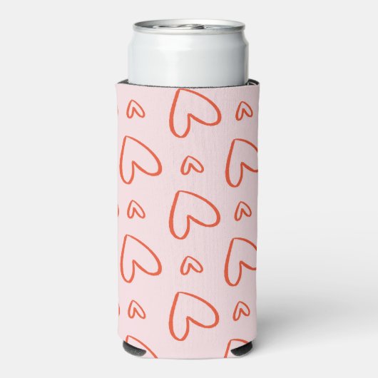 Romantische roze & rode harten seltzer blikjeskoeler (Seltzer Achterkant)