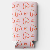 Romantische roze & rode harten seltzer blikjeskoeler (Achterkant)