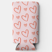 Romantische roze & rode harten seltzer blikjeskoeler (Voorkant)