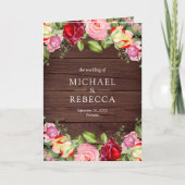Romantische Roze Rode Rozen QR Code Houten Bruilof (Voorkant)