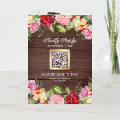 Romantische Roze Rode Rozen QR Code Houten Bruilof (Achterkant)