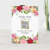 Romantische Roze Rode Rozen QR Code Huwelijk (Achterkant)