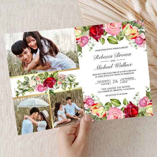 Romantische Roze Rode Rozen QR Code Huwelijk