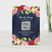 Romantische Roze Rode Rozen QR Code Marineblauwe T (Achterkant)