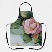 Romantische Roze Roos Bloemachtige Bruiloftsshower Schort (Voorkant)