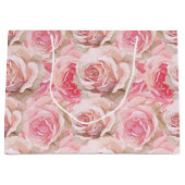 Romantische Roze Roos Bloemen Bruiloftsfeest Groot Cadeauzakje (Voorkant)