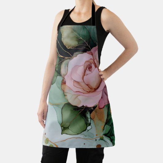 Romantische Roze Roos Bloemige Bruids douche Schort (Insitu)