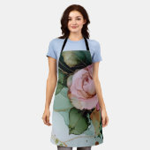 Romantische Roze Roos Bloemige Bruiloft Feest Schort (Gedragen)