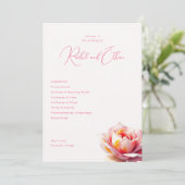 Romantische Roze Roos Bruiloft Programmakaart (Staand voorkant)