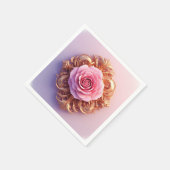 Romantische Roze Roos en Gouden Sierobject Servet (Hoek)