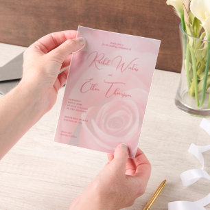Romantische Roze Roos Huwelijksuitnodiging Vellum Uitnodigingen