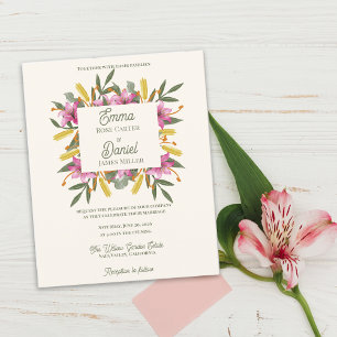 Romantische Roze Roos Kleurige Lelie Botanische Tr