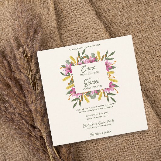 Romantische Roze Roos Lelie Botanische Trouw Uitno