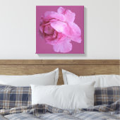Romantische roze roos moderne bloemige boho chique canvas afdruk (Insitu (Slaapkamer))