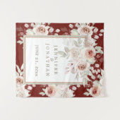 Romantische roze roos op bordeaux bruiloft wandkleed (Voorkant (horizontaal))