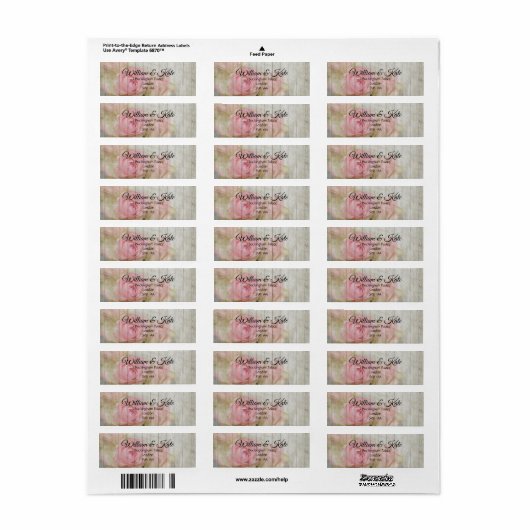 Romantische roze roos retour adres bruiloft labels (Full Sheet)