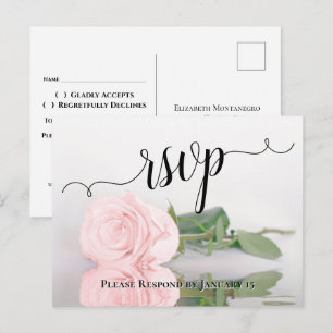 Romantische Roze Roos Weerspiegelende Trouw-RSVP Briefkaart