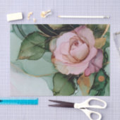 Romantische Roze Roos Witte Gouden Bloem Bruidsfee Tissuepapier (Craft)