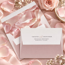 Romantische Roze Roosblaadje Retouradres Trouw