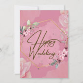 Romantische Roze Rose Huwelijksuitnodiging Kaart (Achterkant)