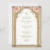 Romantische Roze Roségouden Bruiloft Kaart (Voorkant)
