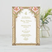 Romantische Roze Roségouden Bruiloft Kaart (Staand voorkant)