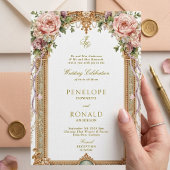 Romantische Roze Roségouden Bruiloft Kaart