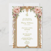 Romantische Roze Roségouden Bruiloft Kaart (Voorkant)