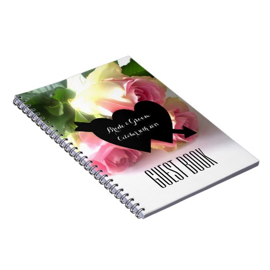Romantische roze roze foto's bruiloft notitieboek (Rechterzijde)