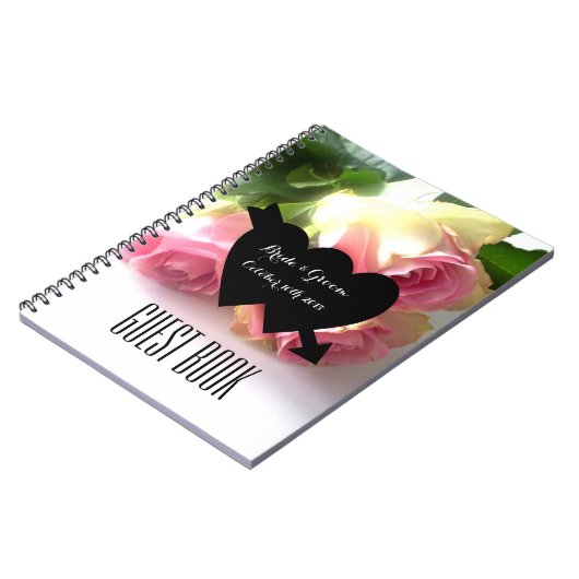 Romantische roze roze foto's bruiloft notitieboek (Linkerzijde)