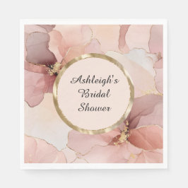 Romantische Roze Roze Gouden Bloemige Bruiloftsdou Servet