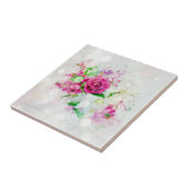 Romantische roze roze met boezem en spatjes op wit tegeltje (Zijkant)