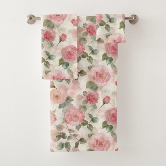 Romantische Roze Rozen Bloem Bad Handdoek (Insitu)