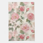 Romantische Roze Rozen Bloem Theedoek (Verticaal)