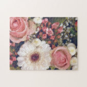Romantische roze rozen bloemboeket legpuzzel (Horizontaal)