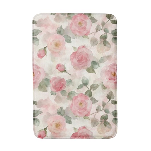 Romantische Roze Rozen Bloemen  Badmat (Voorkant Verticaal)