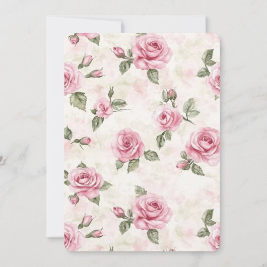 Romantische Roze Rozen Bloemen Huwelijk Kaart (Achterkant)