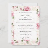 Romantische Roze Rozen Bloemen Huwelijk Kaart (Voorkant)