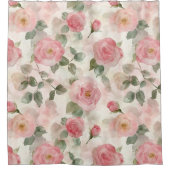 Romantische Roze Rozen Bloemig  Douchegordijn (Voorkant)