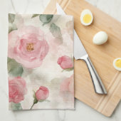 Romantische Roze Rozen Bloemig  Theedoek (Quarter Fold)