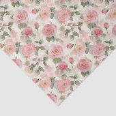 Romantische Roze Rozen Bloemige Bruidsbruiloft Tissuepapier (Detail)